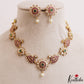 Elegant Peacock Floral Motifs Kemp Necklace With Pearl Drop NC3175