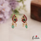 Trendy Peacock Motifs Kemp Stud Earrings With Green Bead Drops E964