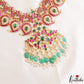 Premium Mango Peacock Motifs Jadau Necklace With Green Bead Drops NC3269