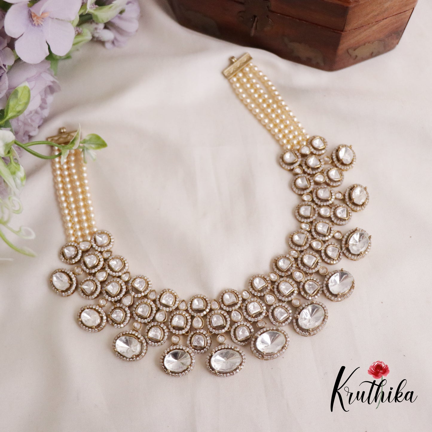 Royal Moissanite Victorian Pearls Choker NC2174