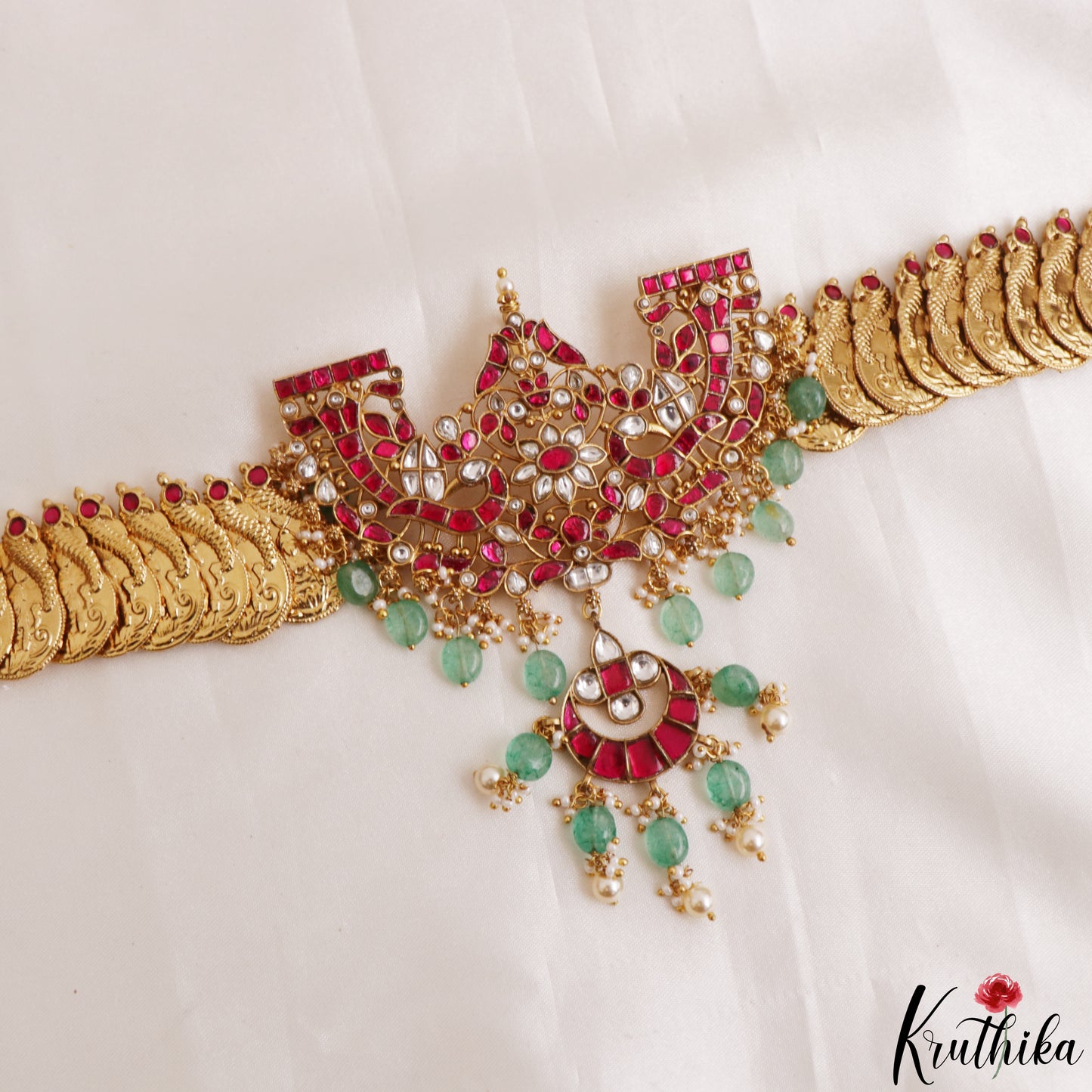 Grand Antique Peacock Lakshmi Coin Jadau Haaram-Cum-Hip Belt LH2209 (Avaialble In 2 Colors)