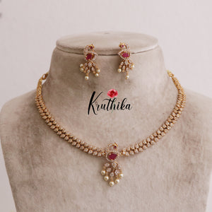 Beautiful AD Peacock Design Necklace with Changeable Stones NC2010