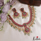Classic Floral Peacock Motifs Jadau Choker With Green Bead Drops NC3147