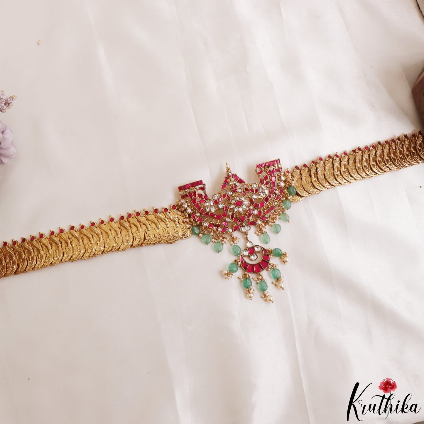 Grand Antique Peacock Lakshmi Coin Jadau Haaram-Cum-Hip Belt LH2209 (Avaialble In 2 Colors)