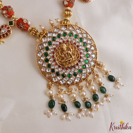 Pretty Lakshmi Jadau Pendant Black Thread Necklace NC3317