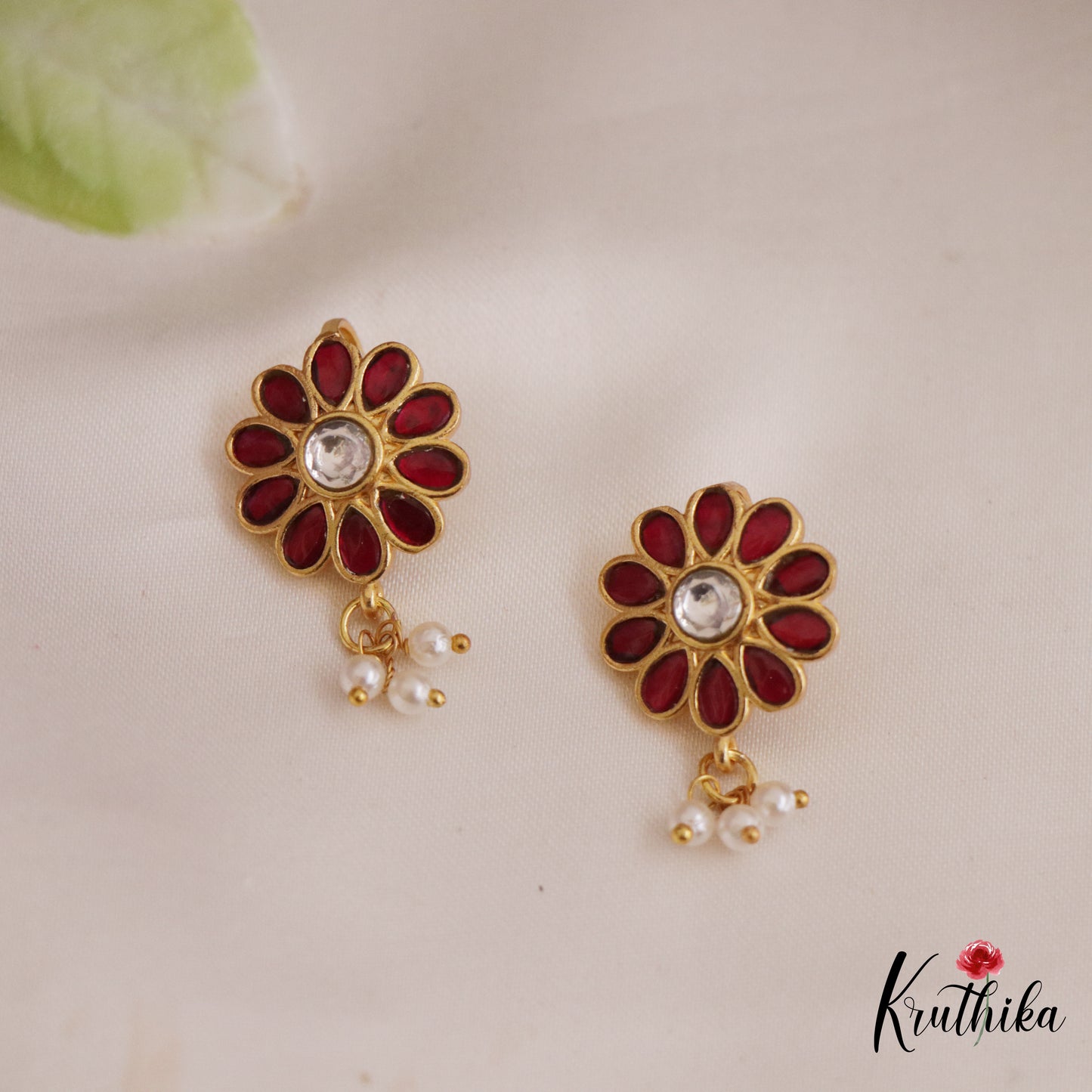 Pretty Kemp Floral Motifs Earcuffs | Upper Earrings | Bugadi Earrings E1028 (Available In 3 Colors)