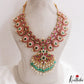 Premium Mango Peacock Motifs Jadau Necklace With Green Bead Drops NC3269
