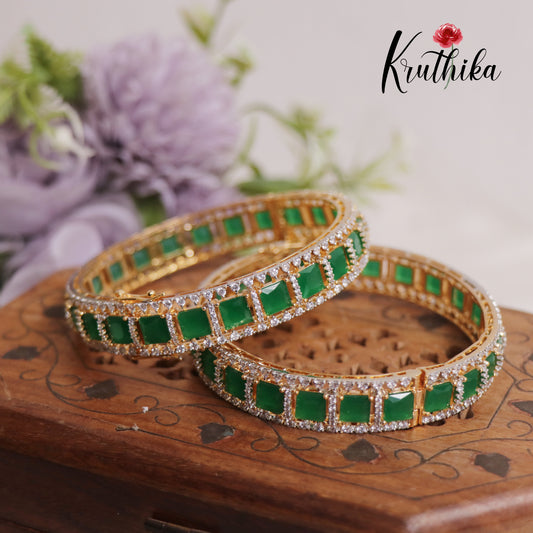 Beautiful Trendy Kemp Stone Bangles Openable B337 (Set Of 2 Bangles)