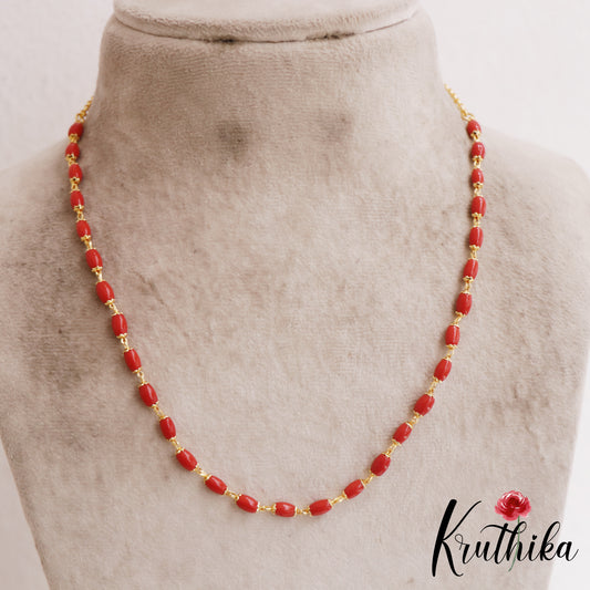 Simple Gold-Tone Coral Mala NC2913