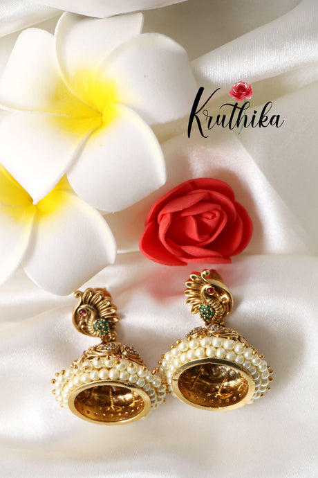 Peacock Pearl jhumkas E330