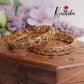 Trendy CZ Antique Leaf Motif Bangles B291 (Available in 3 Colours) (Set of 2 Bangles)