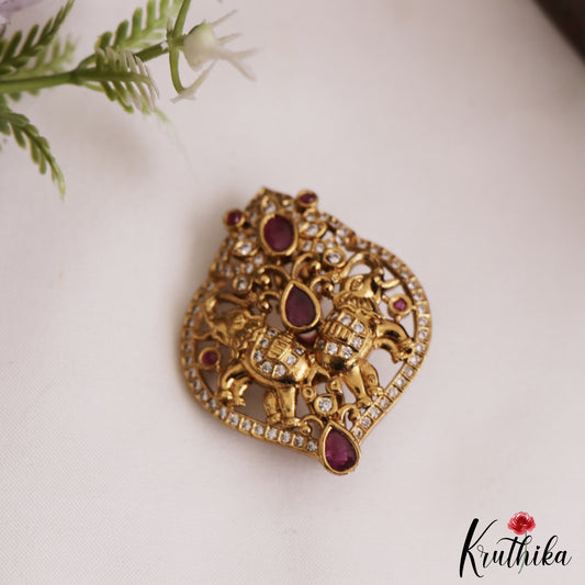 Classic Antique Elephant Motifs Saree Pin SP59