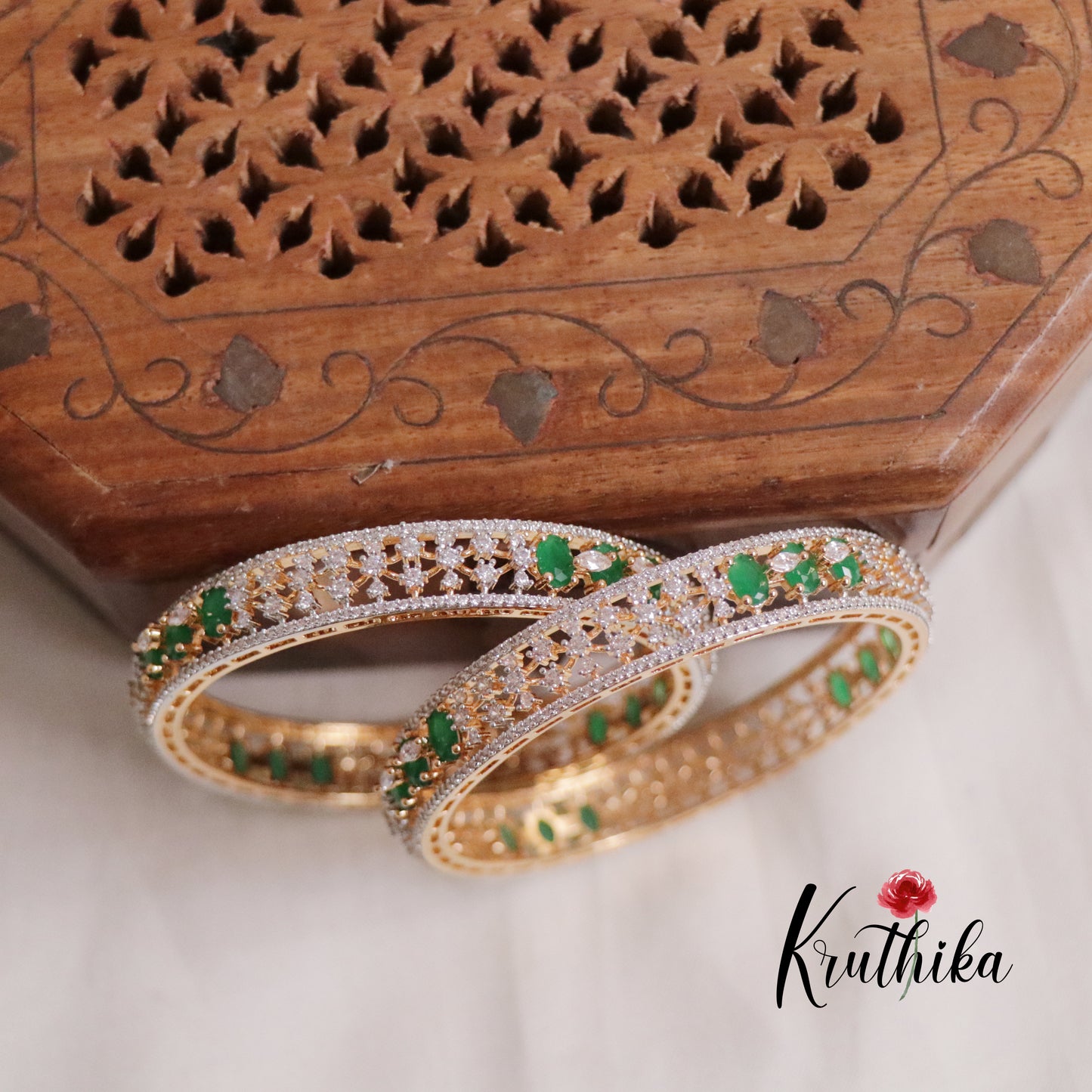 Beautiful CZ Sparking Crimson Charm Bangles B215 (Available in 2 Colours)