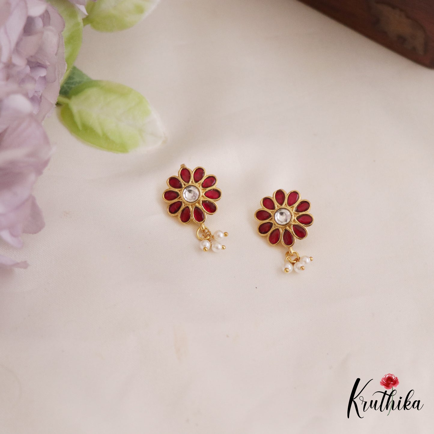 Pretty Kemp Floral Motifs Earcuffs | Upper Earrings | Bugadi Earrings E1028 (Available In 3 Colors)