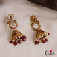 Beautiful Mango Motifs Kemp Jhumkas With Pearl Bead Drops E1104 (Available In 2 Colors)