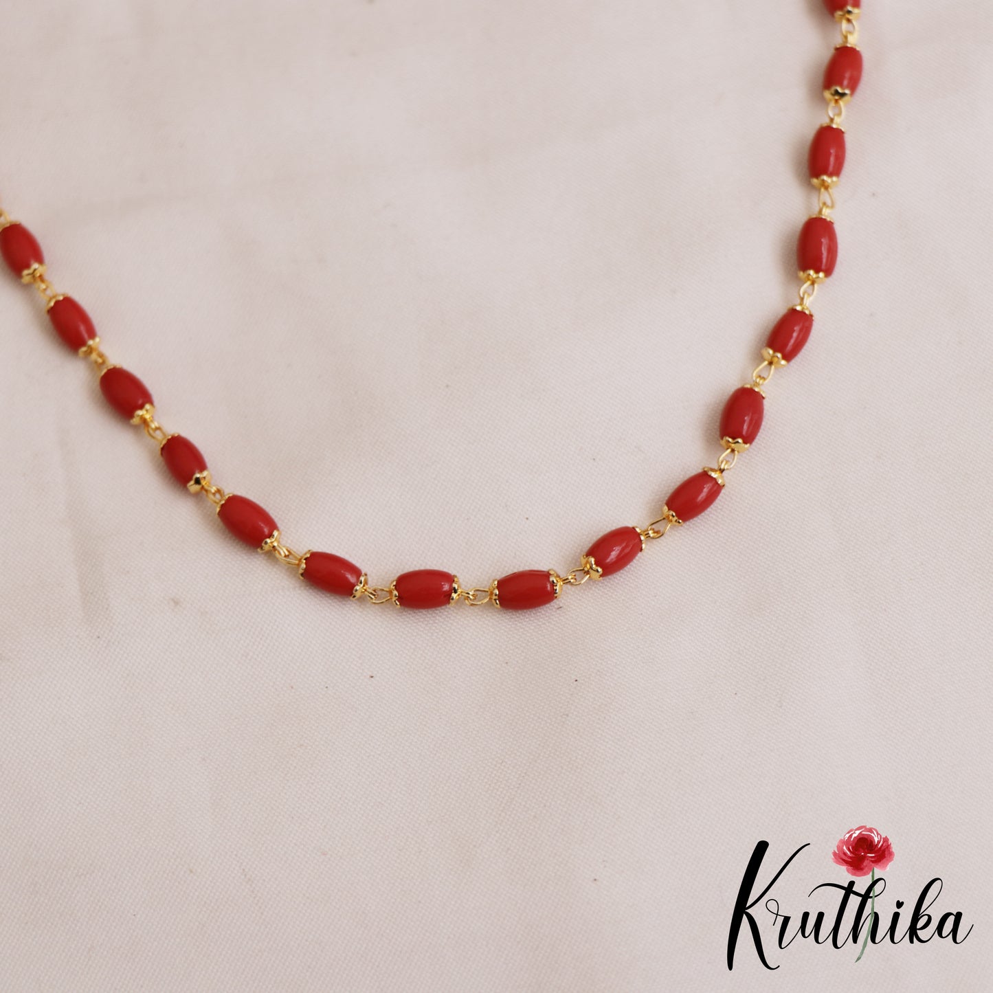 Simple Gold-Tone Coral Mala NC2913