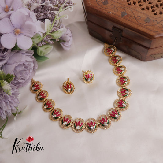 Classic Flourish Lotus Jadau Necklace NC2541