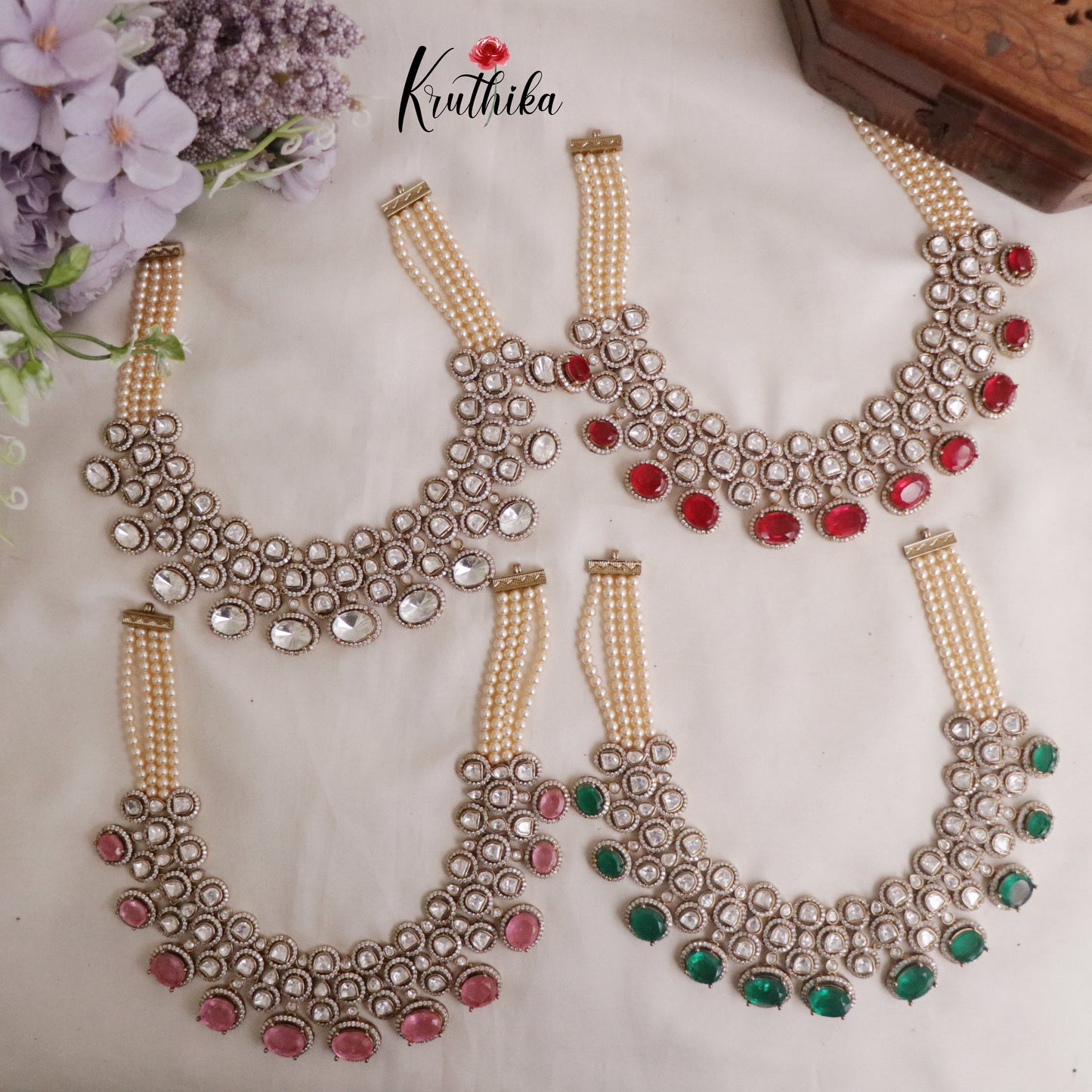 Royal Moissanite Victorian Pearls Choker NC2174