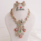 Designer AD Victorian style Necklace with pastel stones & coral beads NC1840