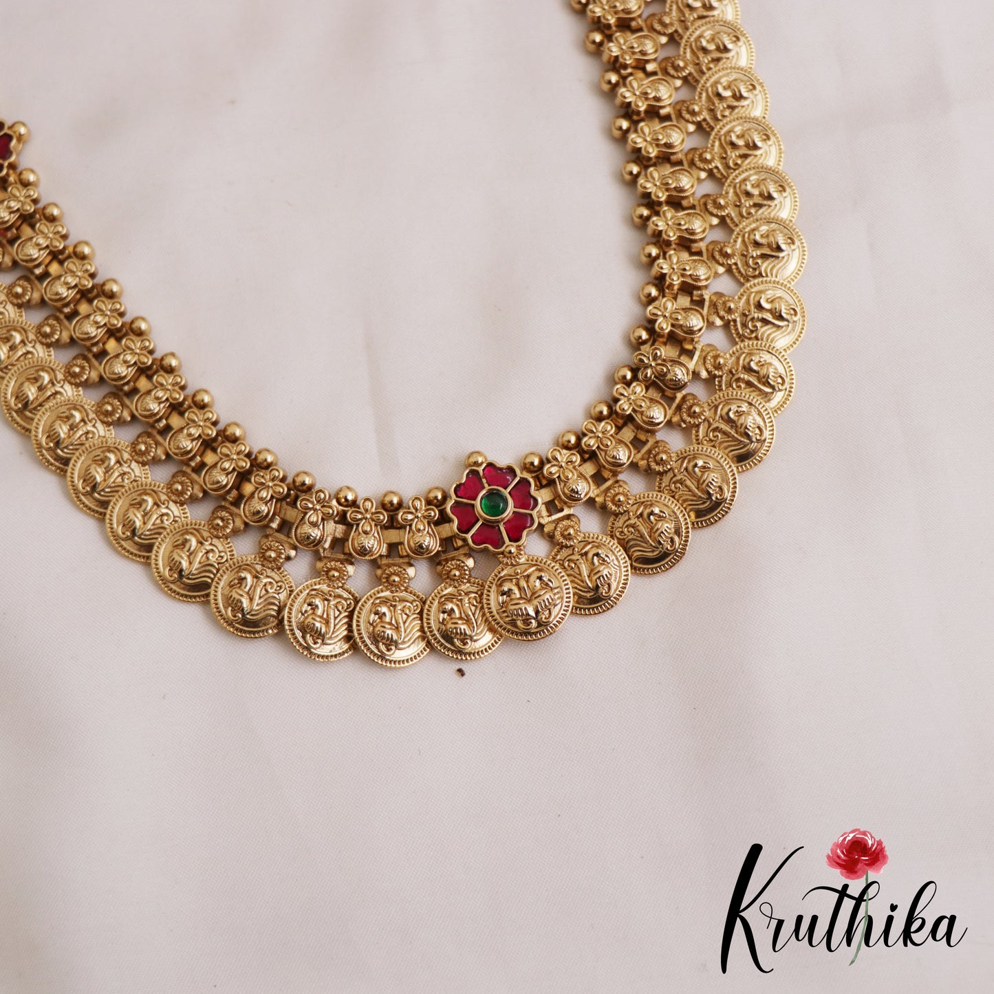 Beautiful Antique Peacock Motifs Kasu Jadau Haaram LH2086 (Available In 2 Colors)