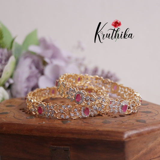 Elegance CZ Sparking Crimson Bangles B226 (Available in 2 Colours)
