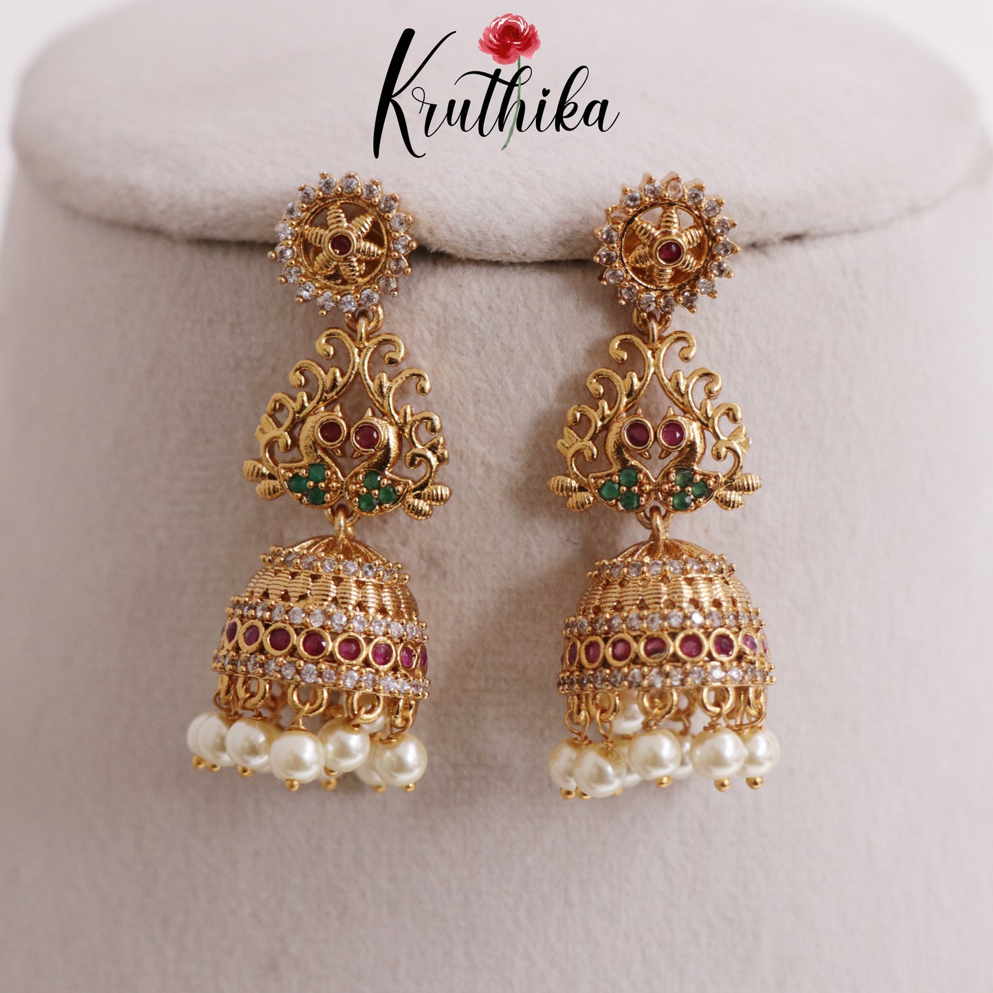 Beautiful CZ Peacock Jhumka E717