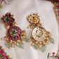 Classic Floral Peacock Motifs Jadau Choker With Green Bead Drops NC3147