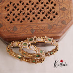 Elegant CZ Emerald Elephant Bangle B275 (Set of 2 Bangles)