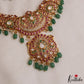 Gorgeous Floral Peacock Motifs Jadau Necklace With Green Bead Drops NC2976