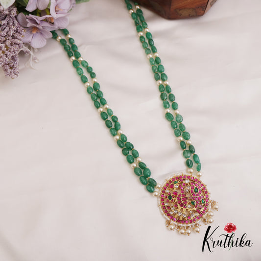 Beautiful Peacock Motifs Two Layer Beaded Chain Jadau Haaram LH2044