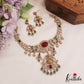 Beautiful Sparkling Lakshmi Teardrop Motifs Gold-Tone AD Necklace NC2786