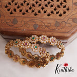 Classic CZ Flower Motif Bangles B298 (Set of 2 Bangles)