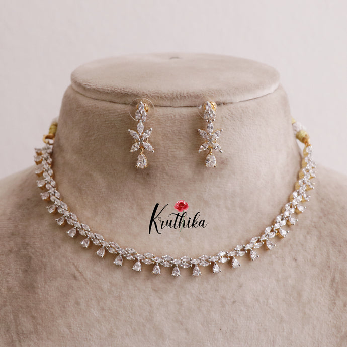 Trendy Sparkling American Diamonds Gold Finish NC2024