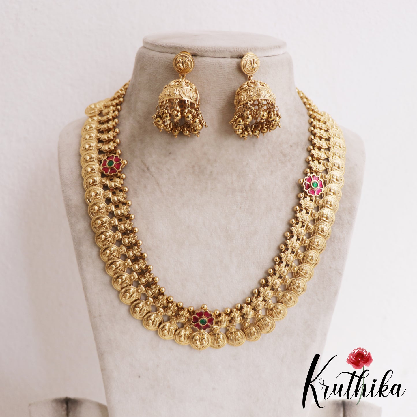 Beautiful Antique Peacock Motifs Kasu Jadau Haaram LH2086 (Available In 2 Colors)
