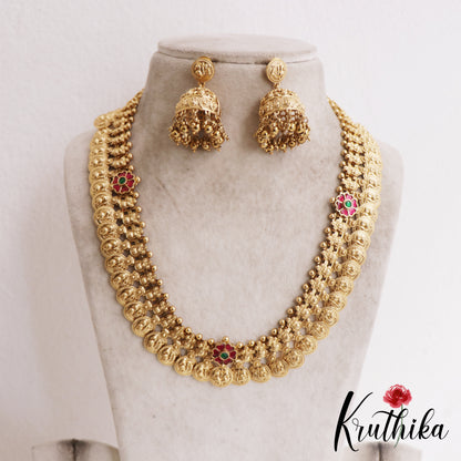 Beautiful Antique Peacock Motifs Kasu Jadau Haaram LH2086 (Available In 2 Colors)