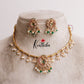 Simple Ad hasli necklace with peacock pendant & green bead drops NC2118