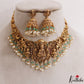 Gorgeous Antique Nagas Lakshmi Peacock Motifs Temple Choker With Pearl Bead Drops NC3116