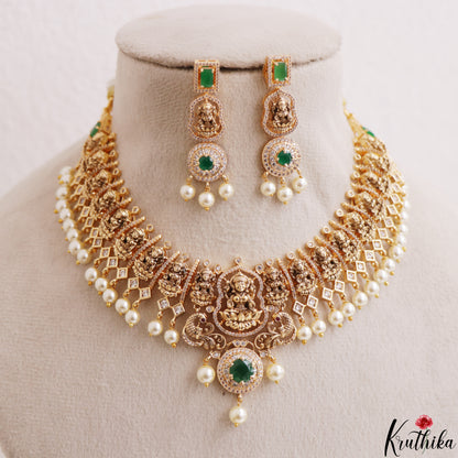 Premium Antique Nagas Lakshmi Motifs Temple Choker With Pearl Drops NC3178 (Available In 2 Colors)