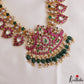 Royal Mango Peacock Motifs Jadau Necklace With Green Bead Drops NC3268