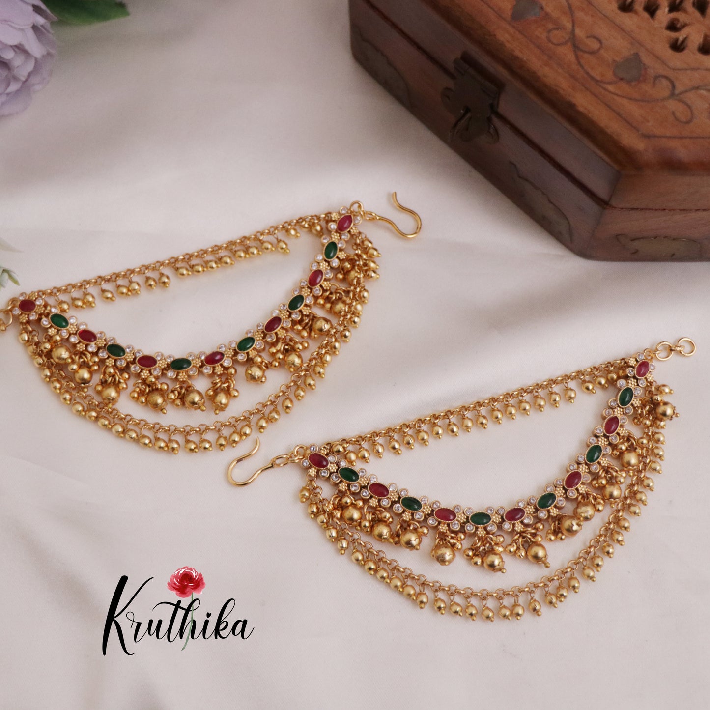 Trendy Multi Stone Earchains EC37