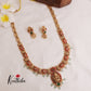 Elegant Temple Lakshmi Haaram with Pastel Green Beads LH1870