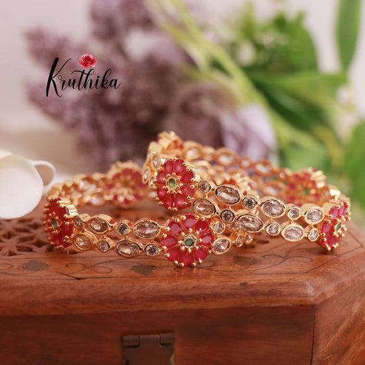 Uncut stones kemp flower bangles B48