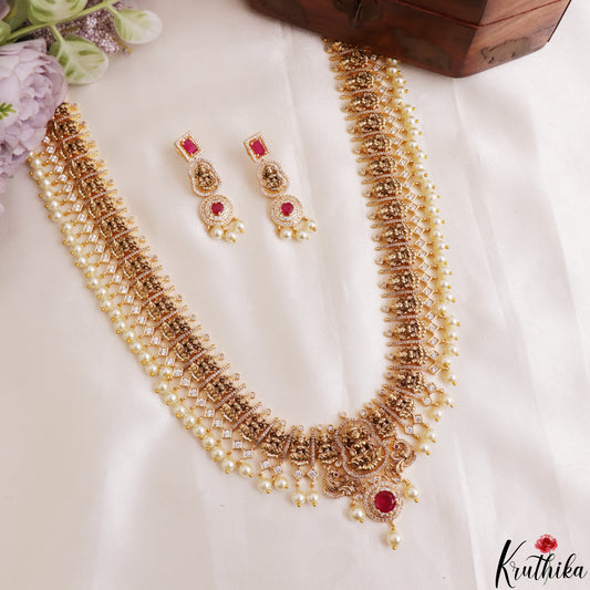 Premium Antique Nagas Lakshmi Motifs Temple Choker With Pearl Drops LH2183 (Available In 2 Colors)