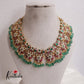 Gorgeous Floral Jadau Necklace with Green Beads NC2543