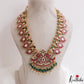 Royal Mango Peacock Motifs Jadau Necklace With Green Bead Drops NC3268