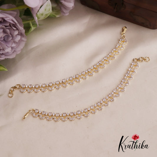 Beautiful Trendy CZ Floral Leaf Motifs Earchains EC172