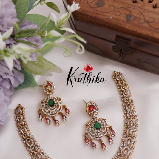 Royal Bridal Emerald & Ruby Peacock Pendant Necklace NC2288