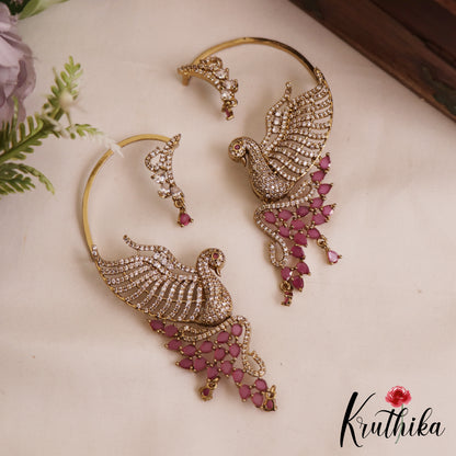 Elegant Trendy AD Sparkling Victorian Peacock Earcuff E1039 (Available In 3 Colors)