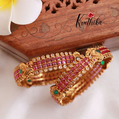 Beautiful Ruby Peacock Bangles B141 (Available in 2 Colours)