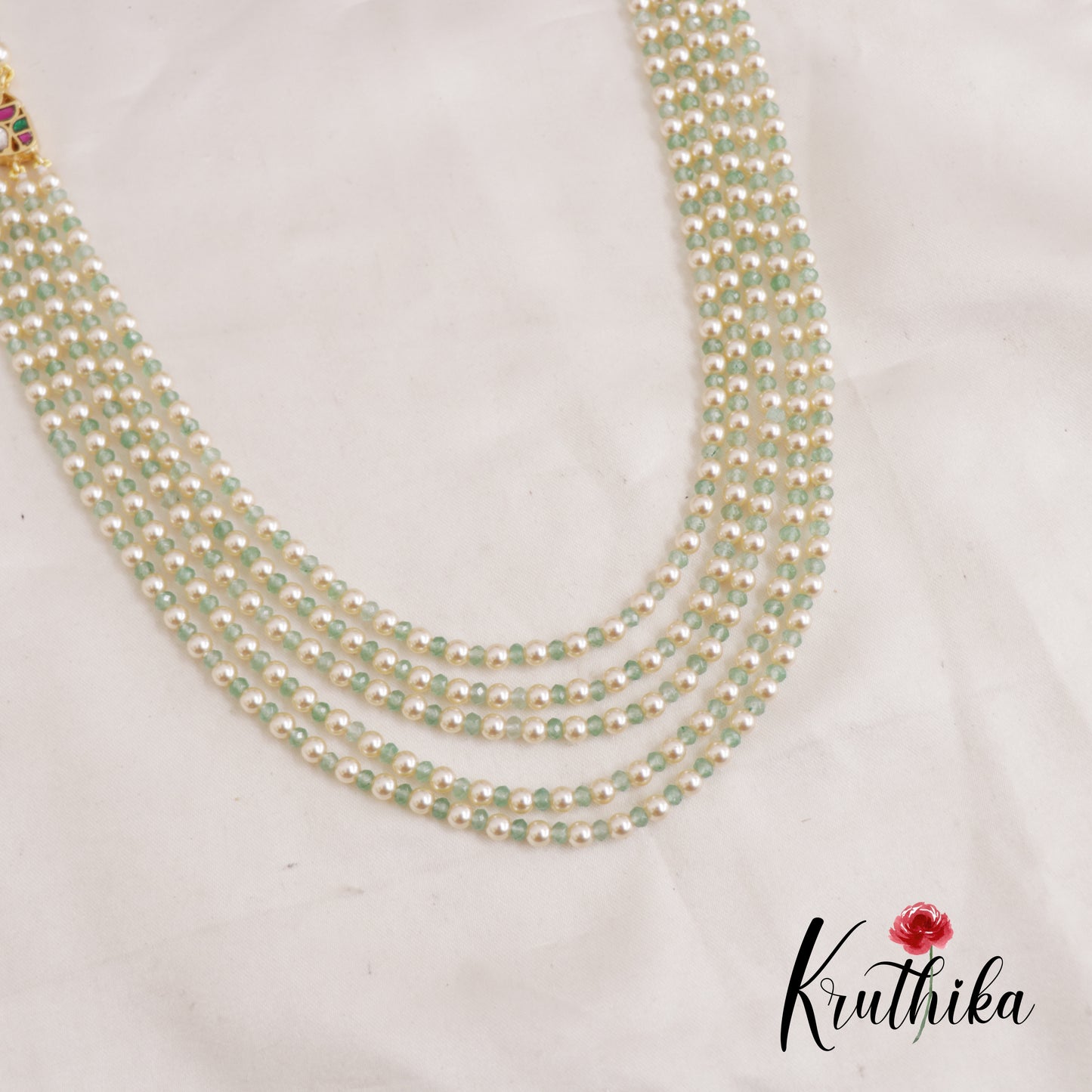 Elegant Multi-Layer Pearls haaram  with Jadau side pendants LH2022